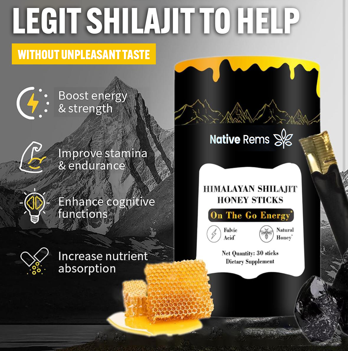 Native Rems Shilajit Honey Sticks