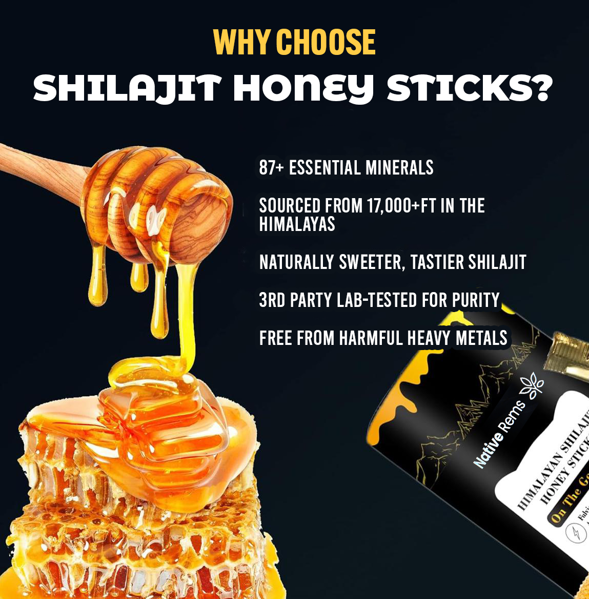 Native Rems Shilajit Honey Sticks